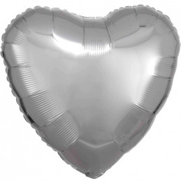 Fólia lufi 45cm ezüst szív